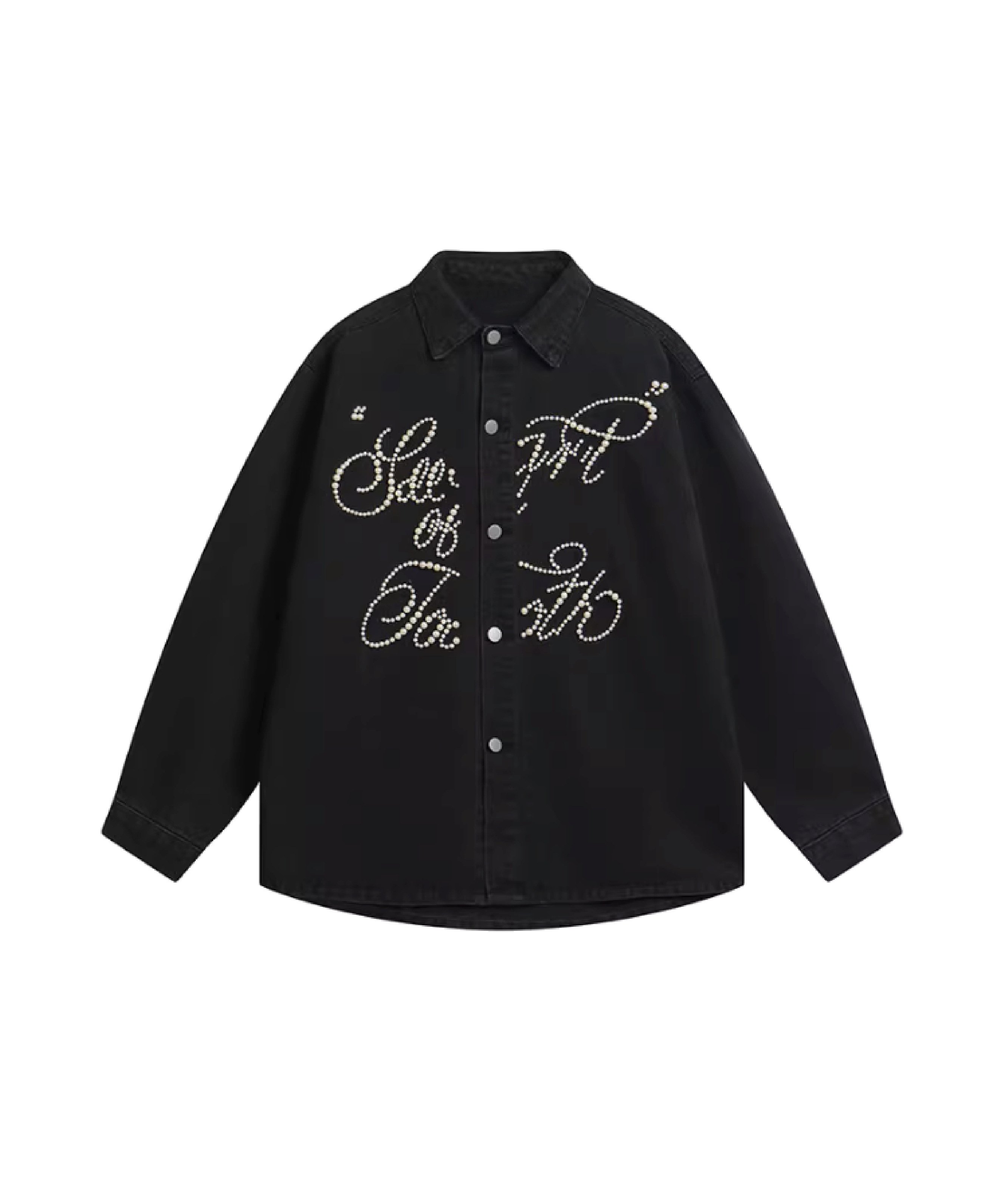Pearl Letter Denim Shirt