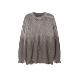 Gradiention Argyle Broken Sweater