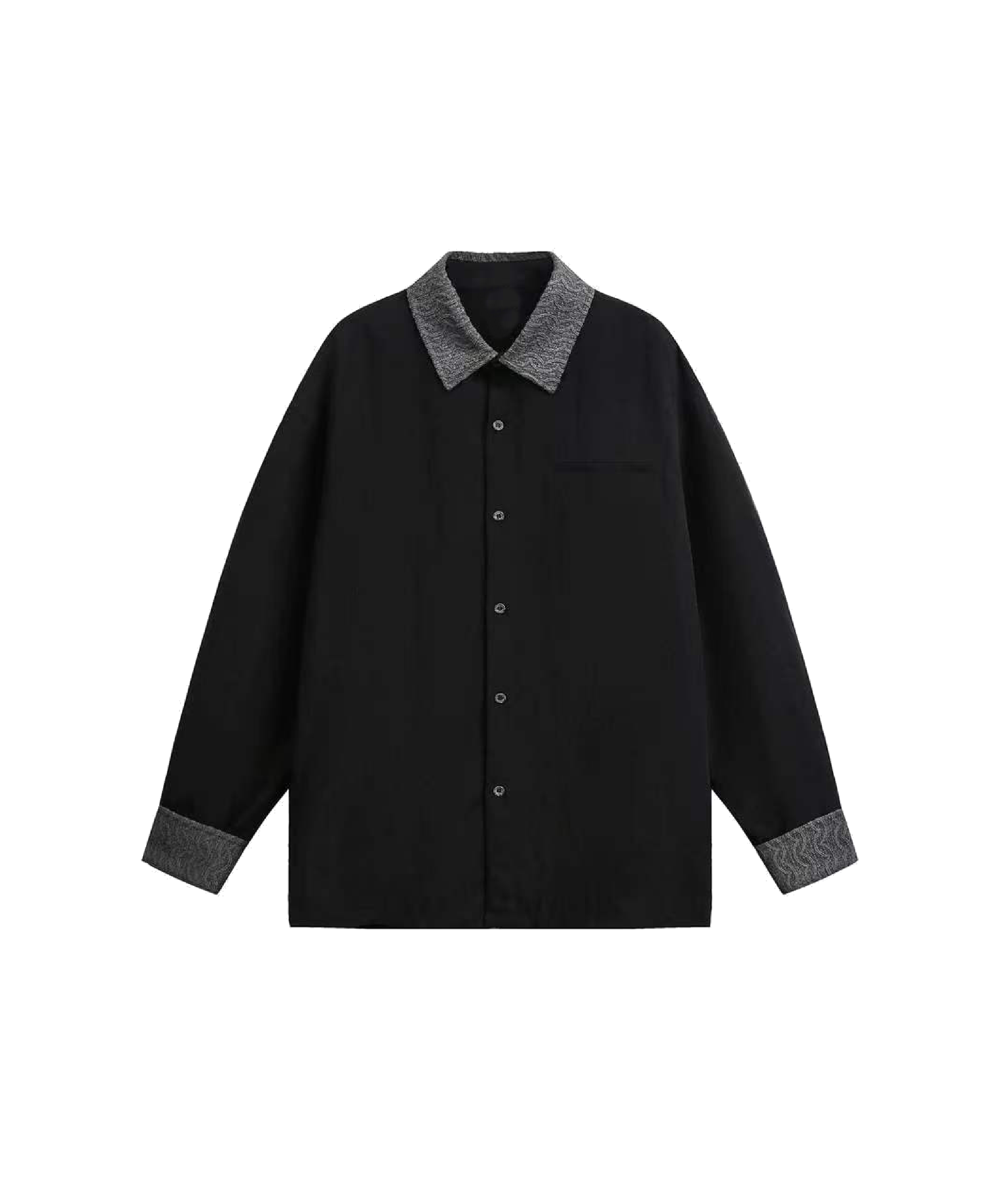 Jacquard Collar Patchwork Shirt