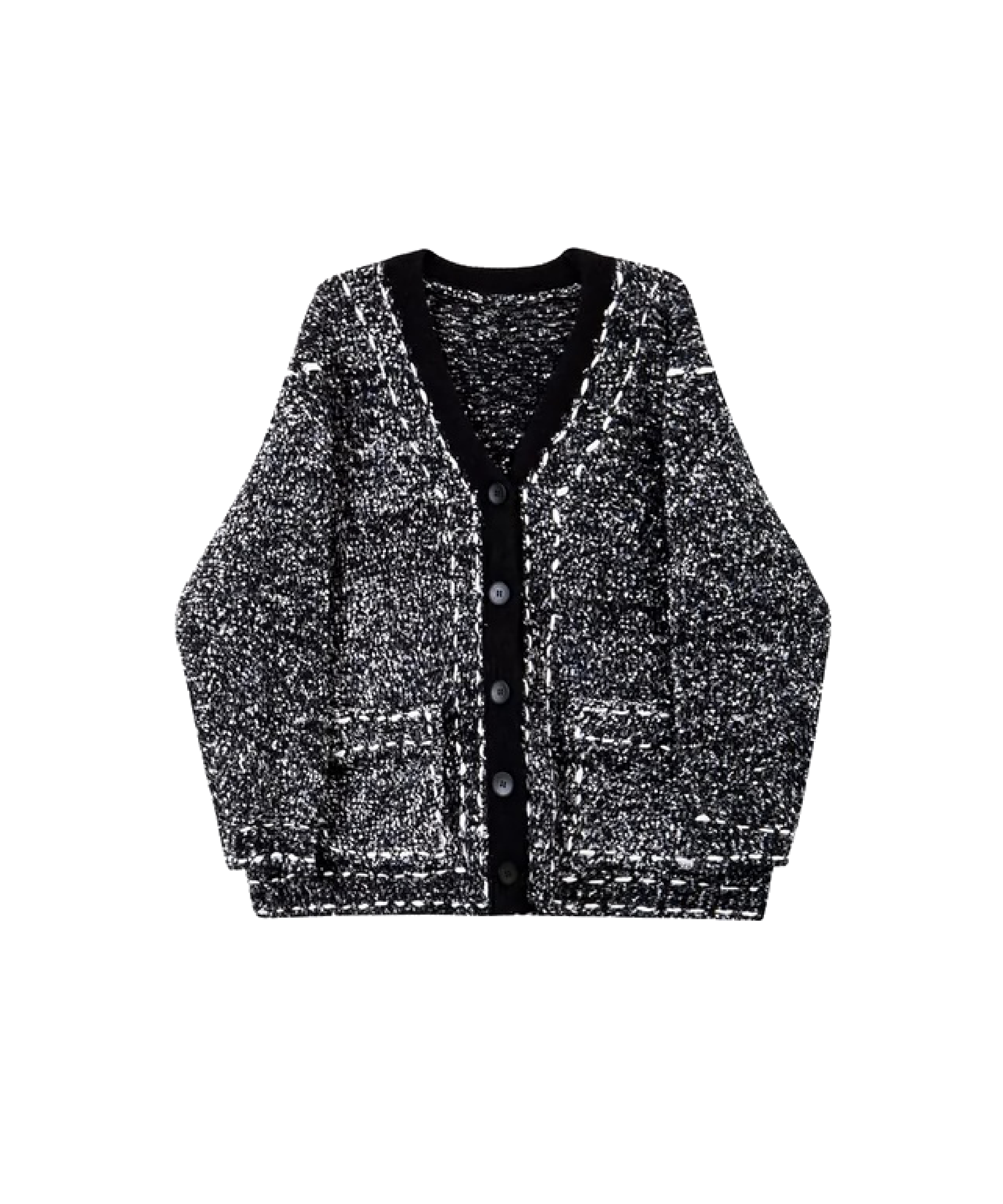 Marled Contrast Stitch Cardigan