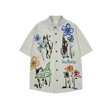 Cheerful Cat Print Shirt