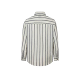 Retro Button Deco Stripe Shirt