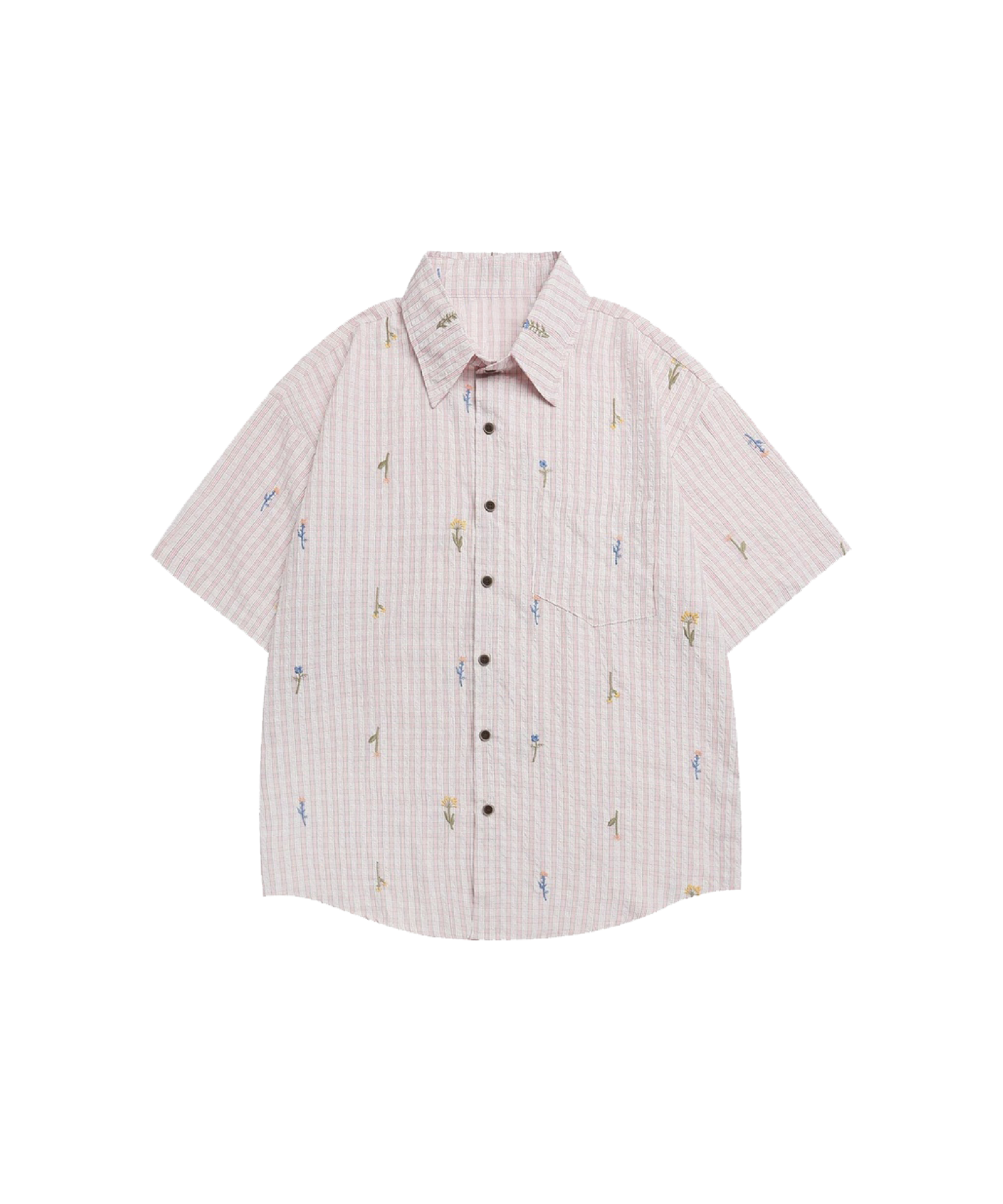 Retro Floral Embroidery Shirt