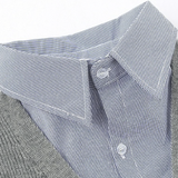 Shirt Collar Fake Two Knit Cardigan