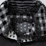 Two Way Fringe Check Down Jacket
