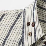 Retro Button Deco Stripe Shirt
