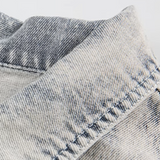 Fringe Sleeve Washed Denim Shirt