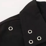 Distressed Eyelet Rivet Plaid Patchwork Shirt