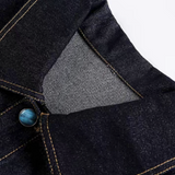 Turquoise Blue Button Washed Denim Jacket