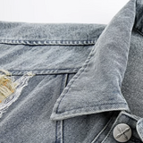 Broken Design Washed Denim Jacket