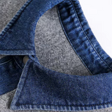 Denim Stitching Woolly Jacket