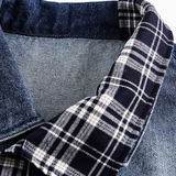Asymmetry Check Patchwork Denim Jacket