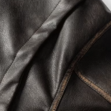 Piping Retro Leather Down Coat