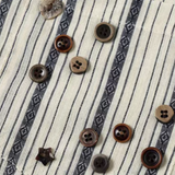 Retro Button Deco Stripe Shirt