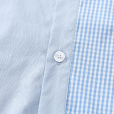 Color Block Gingham Panel Long Sleeve Shirt