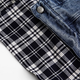 Asymmetry Check Patchwork Denim Jacket