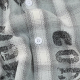 Vintage Distressed Stamp Letter Check Shirt