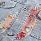 Colored Lace Stitching Denim Jacket