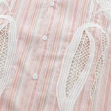 Stripe Lace Corn Appliqué Shirt