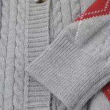 Moveable Fur Collar Argyle Cardigan