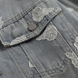 Rose Applique Denim Jacket