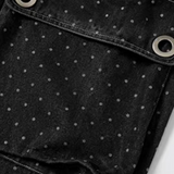 Lace Trim Cargo Dot Denim Pants