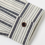 Retro Button Deco Stripe Shirt
