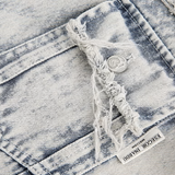 Fringe Sleeve Washed Denim Shirt
