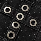 Lace Trim Cargo Dot Denim Pants