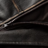 Piping Retro Leather Down Coat