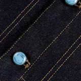 Turquoise Blue Button Washed Denim Jacket