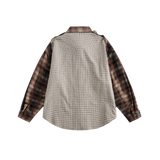 Coffee Check Wave Stitching Shirt