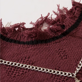 Chain Deco Broken Style Knit