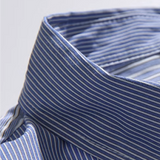 Blue Stripe Motif Stitching Shirt