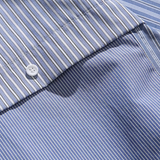 Blue Stripe Motif Stitching Shirt
