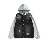 Broken Denim Patchwork Hoodie