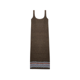 Retro Brown Jacquard Cardigan With Cami Dress