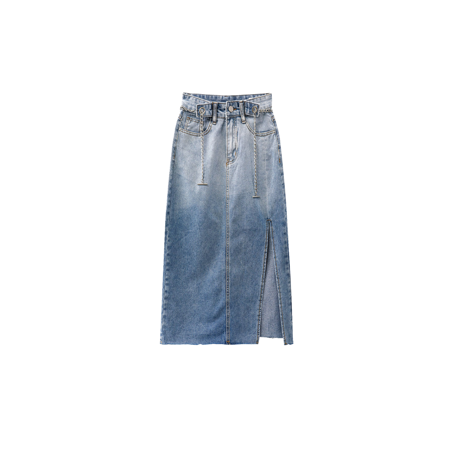 джинсовая юбка с поясом-цепочкой