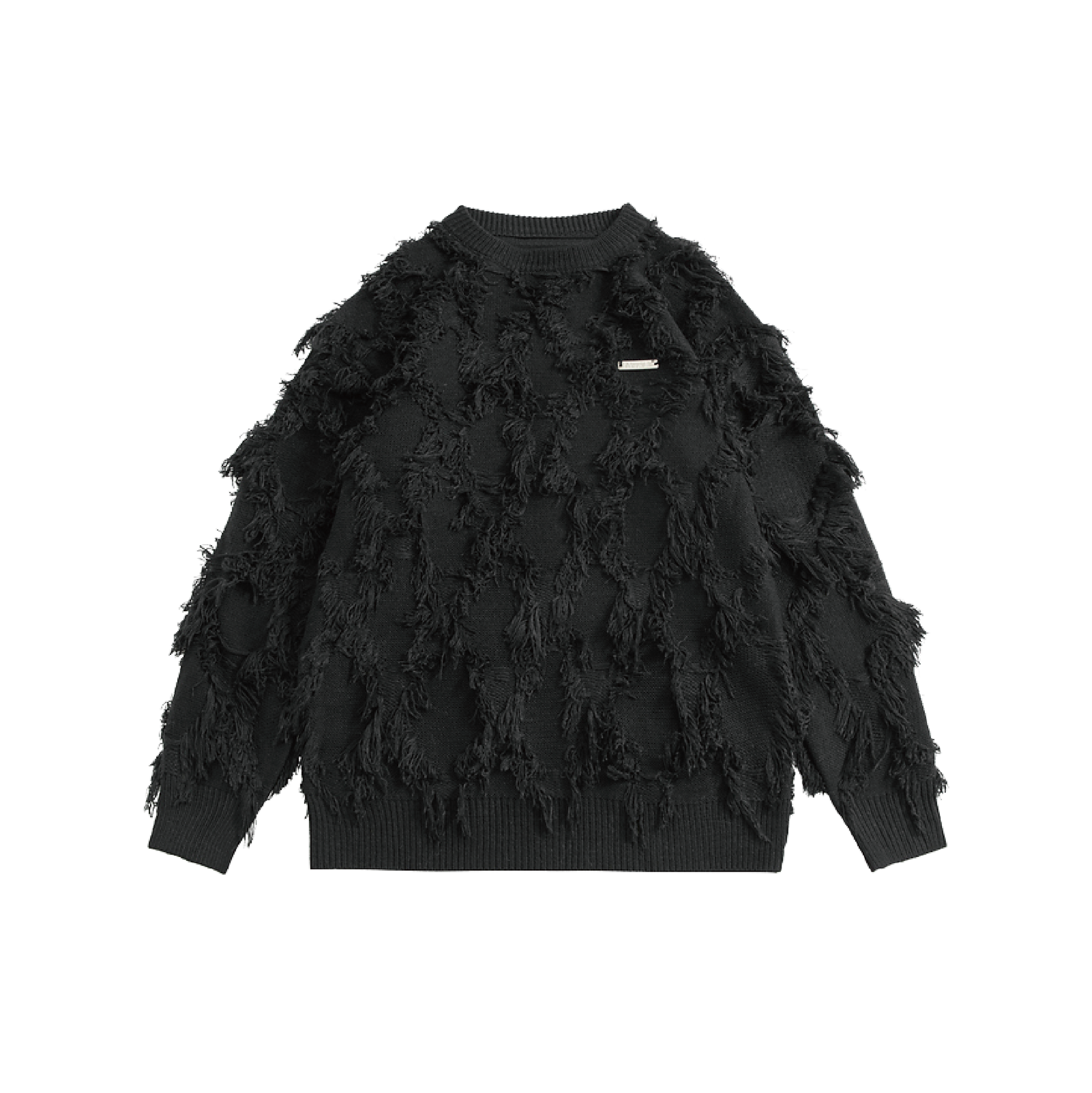 Relaxed Tassel Design Sweater XL/BLACKXLBLACK