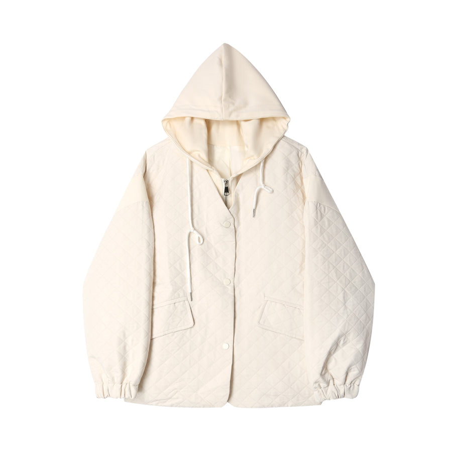 Sheer Quilting Hooded Jacket