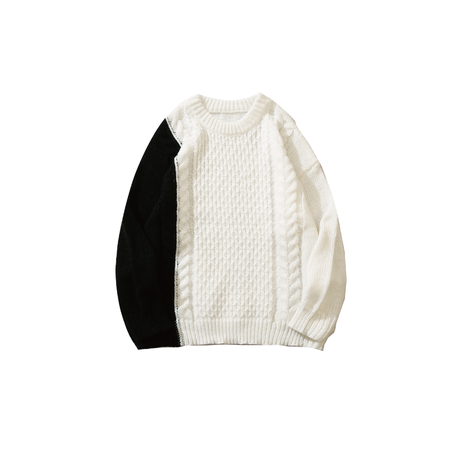 Двухцветный свитер с нашивкой в ​​рубчик