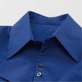 Asymmetry Cutting Blue Shirt