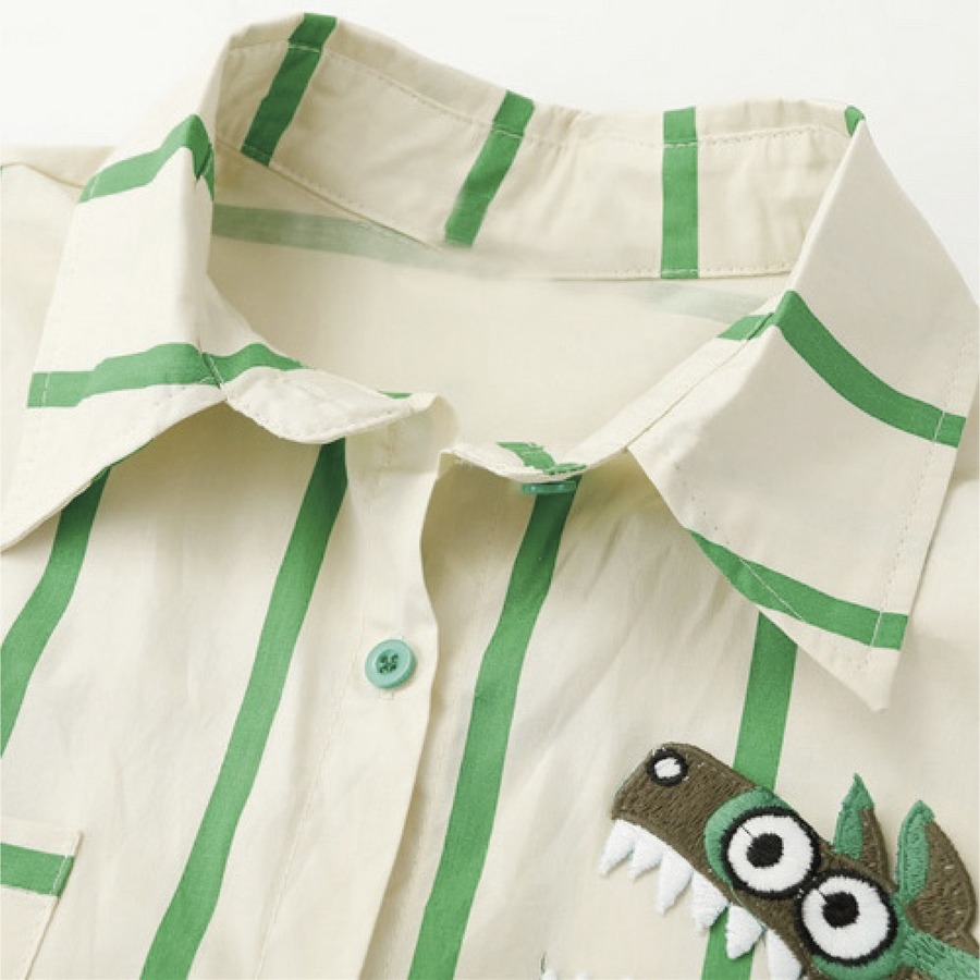 зеленая полосатая рубашка