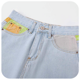 Colorful Pocket Denim Pants