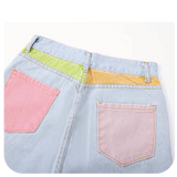 Colorful Pocket Denim Pants