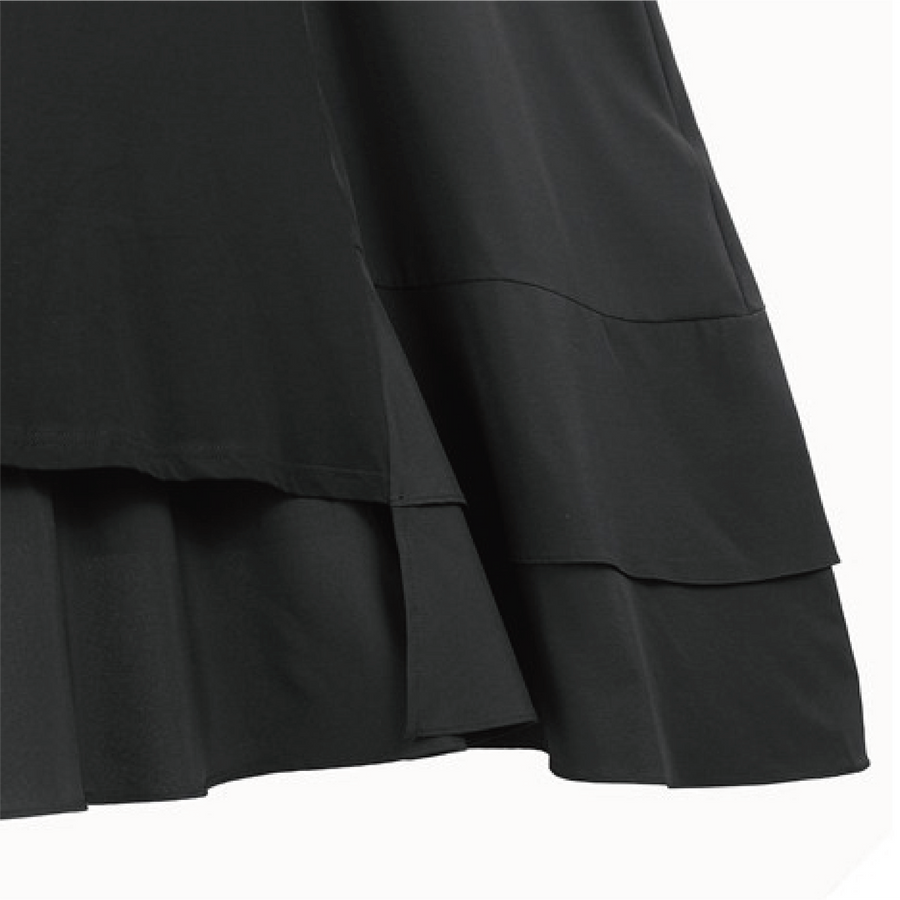 Lace Tiered U-Neck Asymmetry Loose French-Sleeve One-Piece
