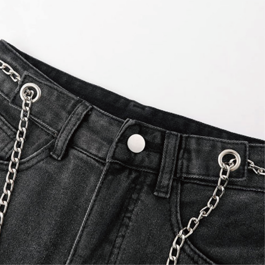 джинсовая юбка с поясом-цепочкой