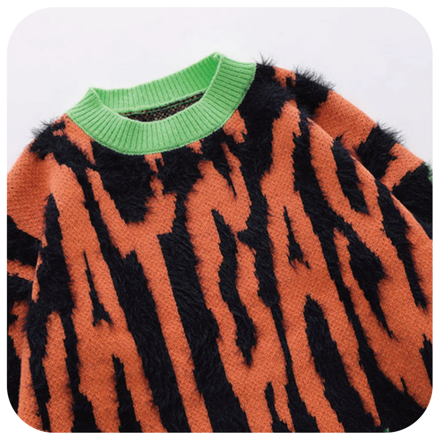 Zebra Pattern Pullover Sweater