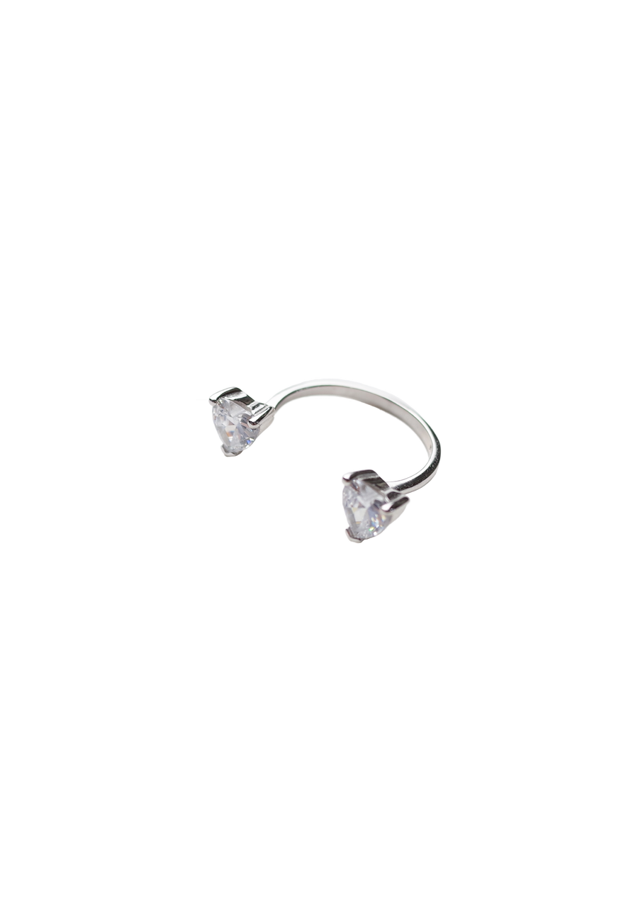 Серебряное кольцо с двумя сердцами 